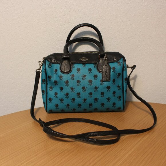 Coach Mini Bennett Satchel Badlands Floral Turquoise - Picture 1 of 5